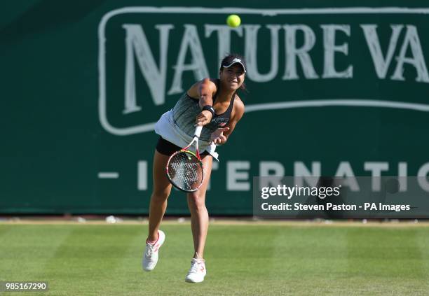 Heather Watson in action during day two of the Nature Valley International at Devonshire Park, Eastbourne