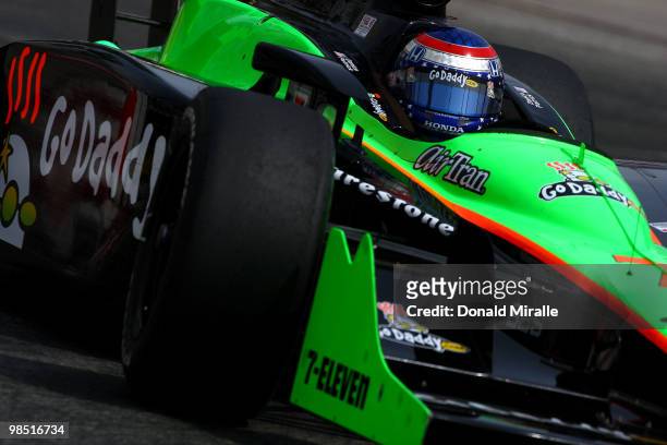 Danica Patrick, driver of the Andretti Autosport Team GoDaddy.com Dallara Honda, drives during practice for the IndyCar Series Toyota Grand Prix of...