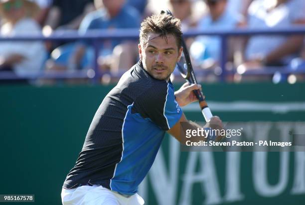 Stan Wawrinka in action during day two of the Nature Valley International at Devonshire Park, Eastbourne