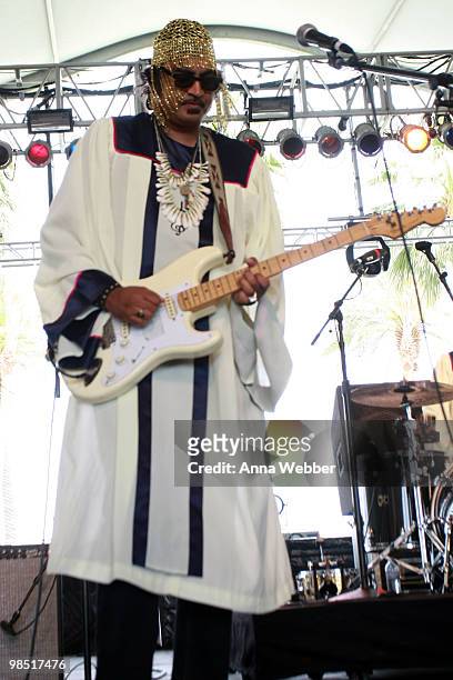 Musical group The Almighty Defenders perform during Day 2 of the Coachella Valley Music & Art Festival 2010 held at the Empire Polo Club on April 17,...