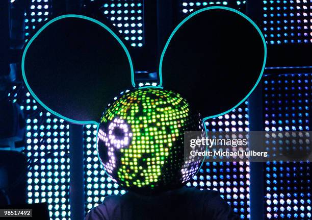 Deadmau5 performs during day one of the Coachella Valley Music & Arts Festival 2010 held at the Empire Polo Club on April 16, 2010 in Indio,...