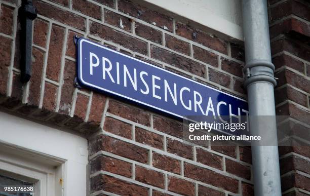 Street sign reads "Prinsengracht" in the Dutch town Sneek in the Netherlands, 26 January 2018. Measuring 3.2 kilometres, the Prinsengracht is the...