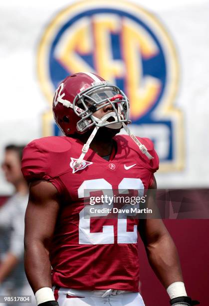 Heisman Trophy winner Mark Ingram waits for a punt during the Alabama spring game at Bryant Denny Stadium on April 17, 2010 in Tuscaloosa, Alabama.
