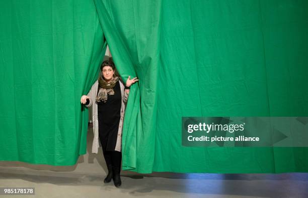 Anja Piel, applicant for the office of the federal chairperson, standing during the extraordinary Federal Delegate Conference of the Alliance 90/The...