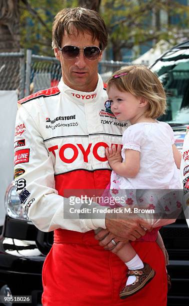 Professional skateboarder Tony Hawk attends the 2010 Toyota Pro Celebrity Race at the Grand Prix of Long Beach on April 17, 2010 in Long Beach,...