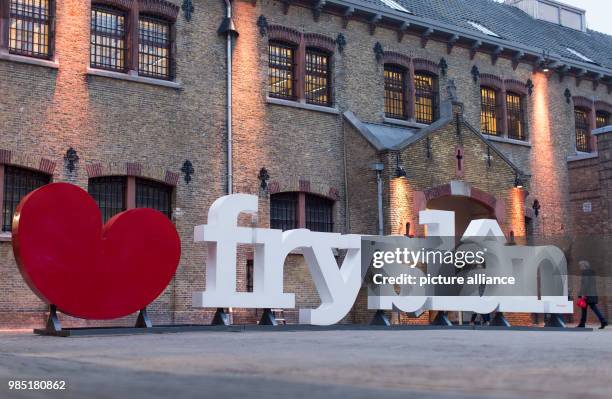 Love Friesland" can be read as a sculpture in the Dutch city Leeuwarden in the Netherlands, 26 January 2018. Leeuwarden in the Frisian province is...