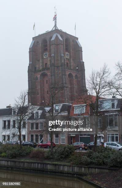 View onto the incomplete church tower "De Oldehove" in the Dutch city Leeuwarden in the Netherlands, 26 January 2018. The church building is...