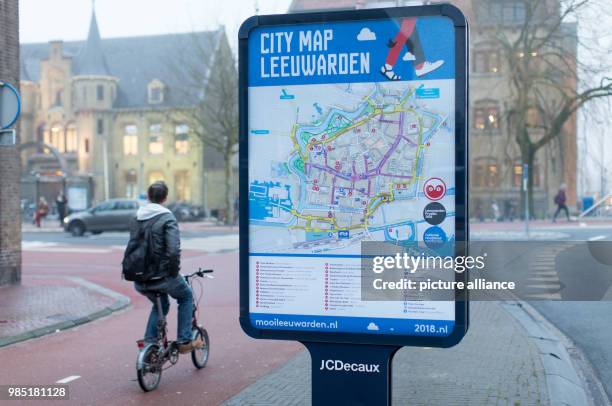 View onto a city map in Leeuwarden, Netherlands, 26 January 2018. Leeuwarden in the Frisian province is the Capital of Culture 2018. Photo: Friso...