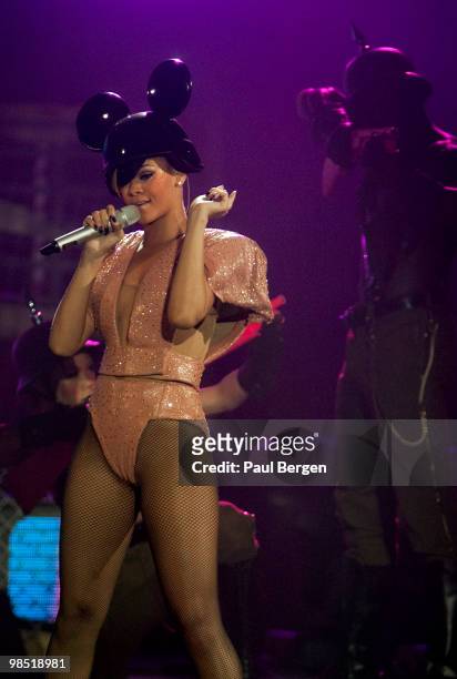 Rihanna performs at the Gelredome on April 17, 2010 in Arnhem, Netherlands.