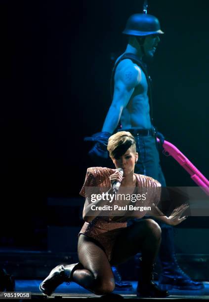 Rihanna performs at the Gelredome on April 17, 2010 in Arnhem, Netherlands.