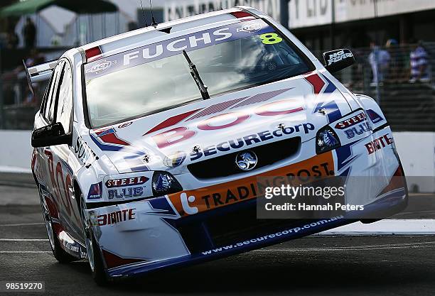 Jason Richards drives for Team BOC during qualifying of the Hamilton 400, which is round four of the V8 Supercar Championship Series, at the Hamilton...