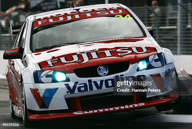 Michael Caruso drives for Fujitsu Racing during qualifying of the Hamilton 400, which is round four of the V8 Supercar Championship Series, at the...