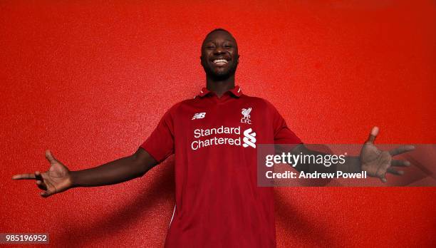 Naby Keita new signing of Liverpool Football club at Melwood Training Ground on June 22, 2018 in Liverpool, England.