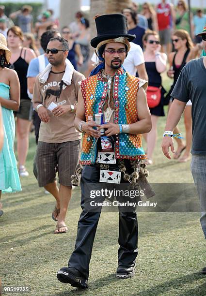 Music fans seen during day 2 of the Coachella Valley Music & Art Festival 2010 held at The Empire Polo Club on April 17, 2010 in Indio, California.