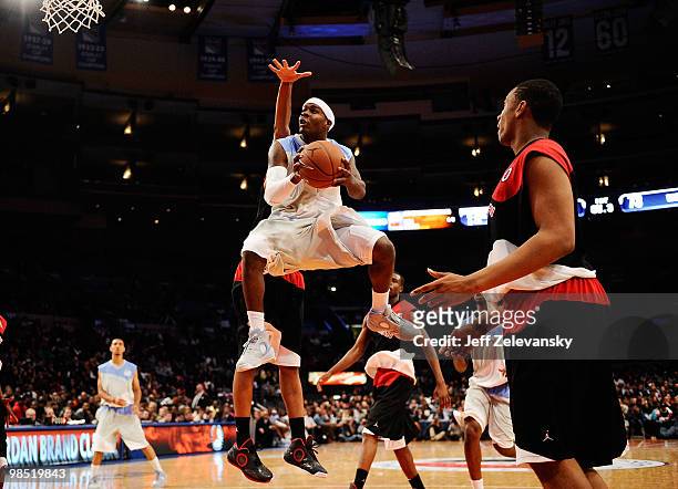 Josh Selby of West Team goes up for a shot against East Team during the National Game at the 2010 Jordan Brand classic at Madison Square Garden on...