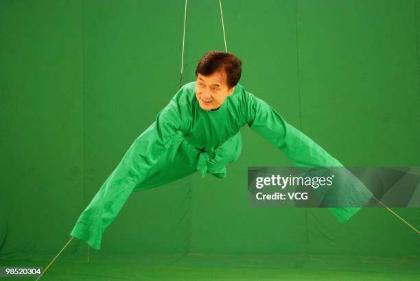 Hong Kong star Jackie Chan records propaganda film for the 16th Asian Games which will be held in Guangzhou, on April 17, 2010 in Shanghai, China.