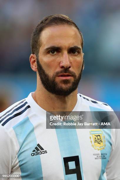 Gonzalo Higuain of Argentina during the 2018 FIFA World Cup Russia group D match between Nigeria and Argentina at Saint Petersburg Stadium on June...