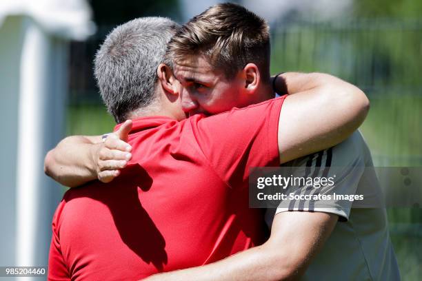 Teammanager Herman Pinksteren of Ajax, Maximilian Wober of Ajax during the Training Ajax at the Sportplatz Klosterpforte on June 27, 2018 in...