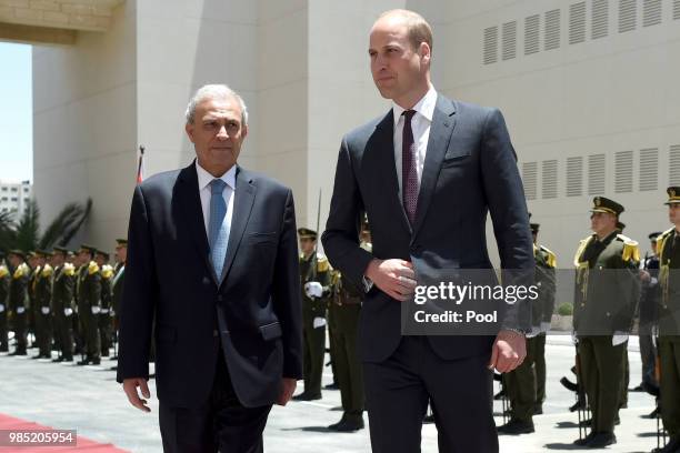 Prince William, Duke of Cambridge arrives with Palestinian Deputy Prime Minister, Ziad Abu-Amr, for a meeting with Palestinian President Mahmoud...