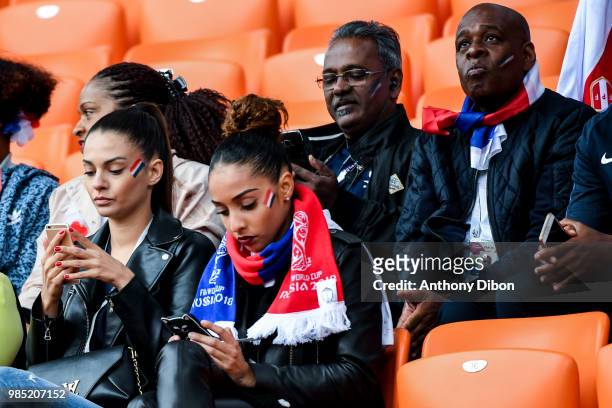 Sarah girlfriend of Corentin Tolisso of France during the FIFA World Cup match Group C match between France and Peru at Ekaterinburg Arena on June...