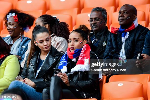 Sarah girlfriend of Corentin Tolisso of France during the FIFA World Cup match Group C match between France and Peru at Ekaterinburg Arena on June...