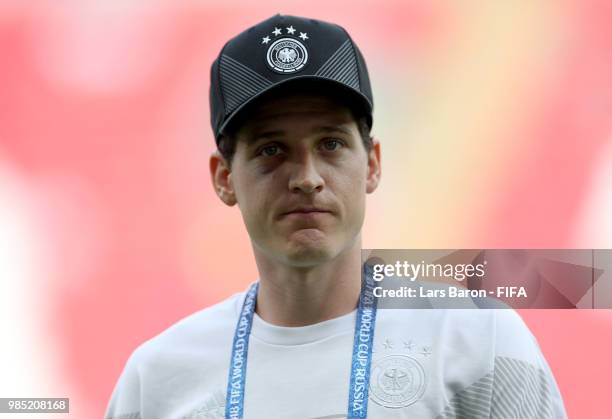 Sebastian Rudy of Germany sports a black eye during a pitch inspection prior to the 2018 FIFA World Cup Russia group F match between Korea Republic...