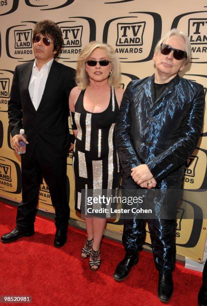 Musicians Clem Burke, Debbie Harry, and Chris Stein of Blondie arrive at the 8th Annual TV Land Awards at Sony Studios on April 17, 2010 in Los...