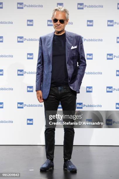 Andrea Bocelli attends the Rai Show Schedule presentation on June 27, 2018 in Milan, Italy.