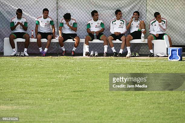 Players of Mexico's national soccer team during their training session at La Capilla Field on April 17, 2010 in Avandaro, Mexico.