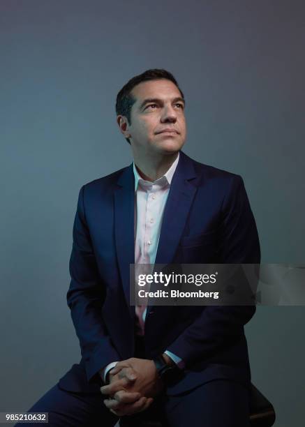 Alexis Tsipras, Greece's prime minister, poses for a photograph before a Bloomberg Television interview in London, U.K., on Tuesday, June 26, 2018....