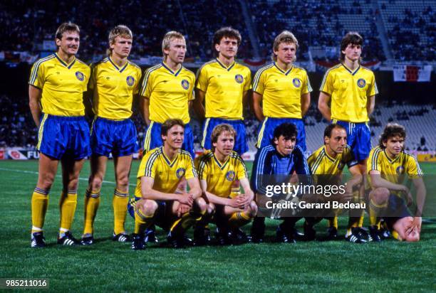 Team of Lokomotiv Leipzig during the semi final Cup Winners' Cup between Bordeaux and Leipzig played at Parc Lescure, France on April 8th, 1987.