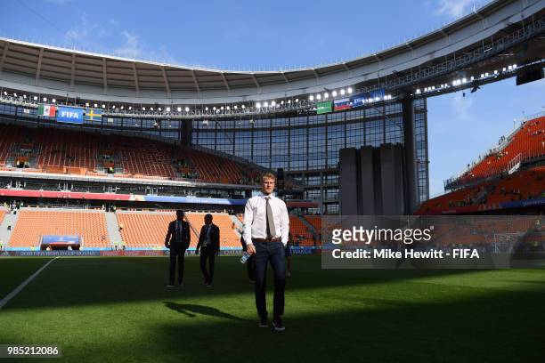 Oscar Hiljemark of Sweden walks off the pitch during pitch inspection prior to the 2018 FIFA World Cup Russia group F match between Mexico and Sweden...