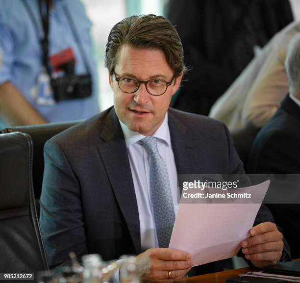 German Transport Minister Andreas Scheuer before the Weekly Government Cabinet Meeting on June 27, 2018 in Berlin, Germany.