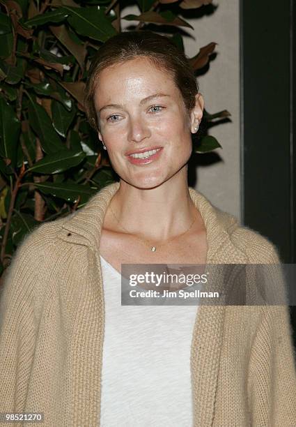 Model Carolyn Murphy attends the Cinema Society with UGG & Suffolk County Film Commission's screening of "Paper Man" at the Crosby Street Hotel on...