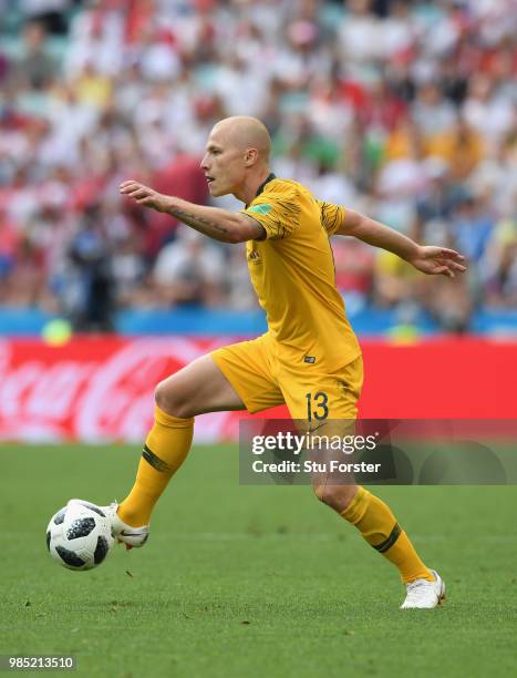 Australia player Aaron Mooy in action during the 2018 FIFA World Cup Russia group C match between Australia and Peru at Fisht Stadium on June 26,...