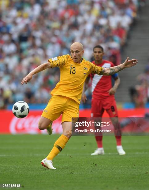 Australia player Aaron Mooy in action during the 2018 FIFA World Cup Russia group C match between Australia and Peru at Fisht Stadium on June 26,...