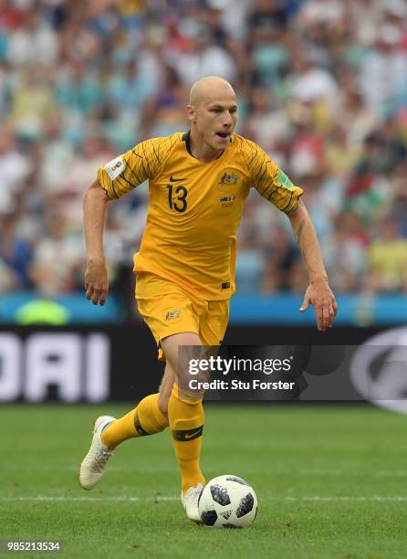 Australia player Aaron Mooy in action during the 2018 FIFA World Cup Russia group C match between Australia and Peru at Fisht Stadium on June 26,...