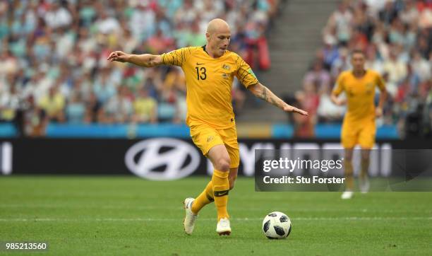 Australia player Aaron Mooy in action during the 2018 FIFA World Cup Russia group C match between Australia and Peru at Fisht Stadium on June 26,...