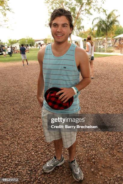 Actor Emile Hirsch attends the LACOSTE Pool Party during the 2010 Coachella Valley Music & Arts Festival on April 17, 2010 in Indio, California.