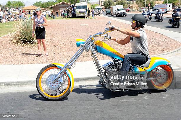 Singer Troy Gentry of the duo Montgomery Gentry arrives during the Chairman's Ride at the Academy Of Country Music's USO concert at Nellis Air Force...