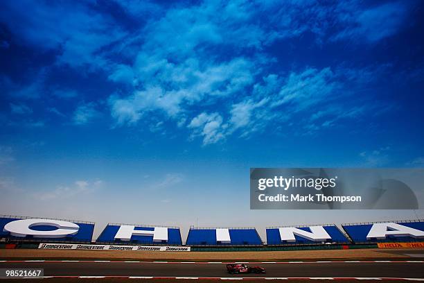 Sebastien Buemi of Switzerland and Scuderia Toro Rosso drives during qualifying for the Chinese Formula One Grand Prix at the Shanghai International...
