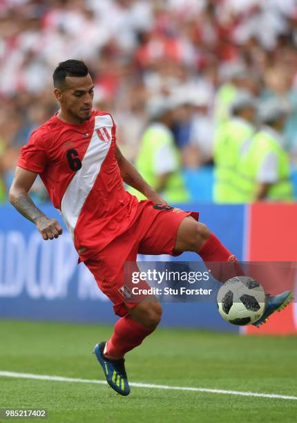 Peru player Miguel Trauco during the 2018 FIFA World Cup Russia group C match between Australia and Peru at Fisht Stadium on June 26, 2018 in Sochi,...