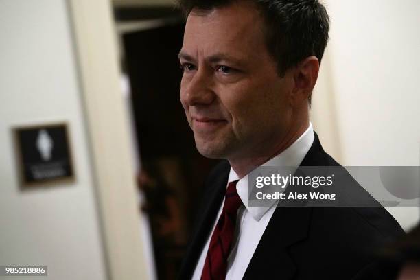 Agent Peter Strzok arrives at a closed door interview before the House Judiciary Committee June 27, 2018 on Capitol Hill in Washington, DC. Strzok, a...