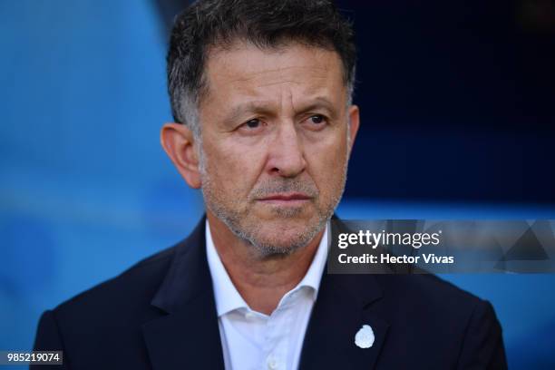 Juan Carlos Osorio, Manager of Mexico looks on during the 2018 FIFA World Cup Russia group F match between Mexico and Sweden at Ekaterinburg Arena on...