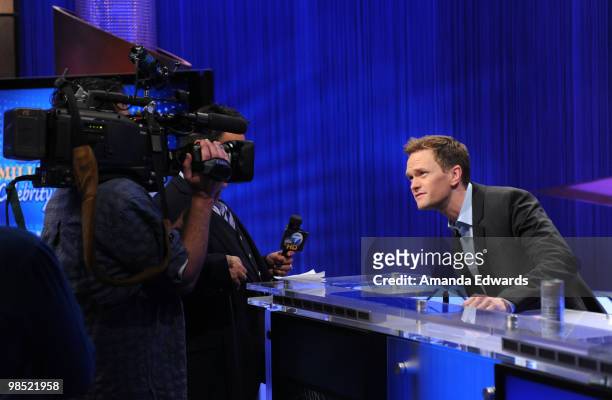 Actor Neil Patrick Harris is interviewed on the set of the "Jeopardy!" Million Dollar Celebrity Invitational Tournament Show Taping on April 17, 2010...