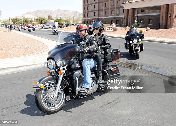 Singer Eddie Montgomery of the duo Montgomery Gentry arrives during the Chairman's Ride at the Academy Of Country Music's USO concert at Nellis Air...