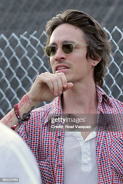 Musician Brandon Boyd of the band Incubus backstage during day two of the Coachella Valley Music & Arts Festival 2010 held at the Empire Polo Club on...