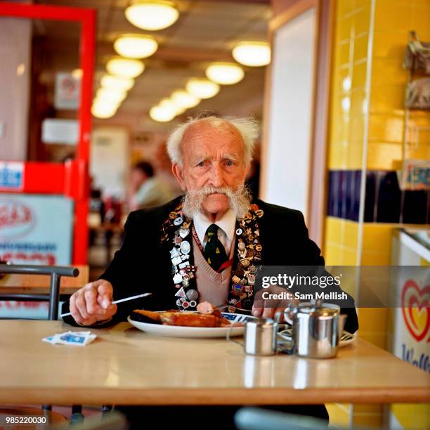 Pat a regular customer at Jacks of Bagshot on the 18th July 2008 in Bagshot in the United Kingdom. Pat used to work at Jacks Cafe, doing odd jobs....