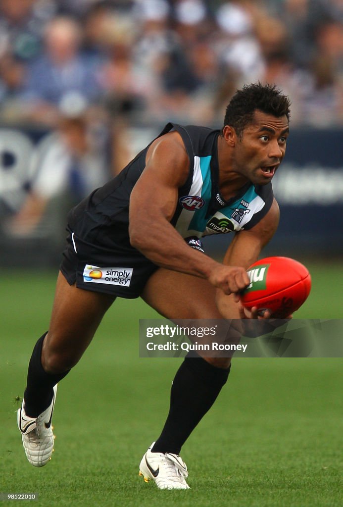 David Rodan David Rodan of the Power handballs during the round four AFL match ...