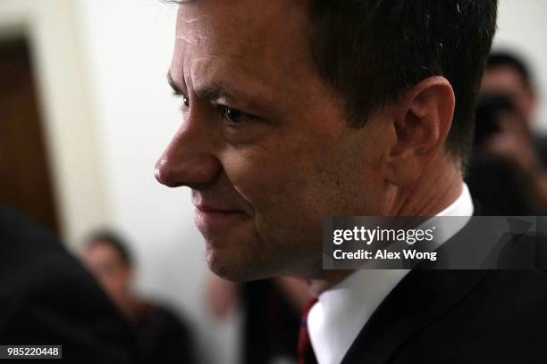 Agent Peter Strzok arrives at a closed door interview before the House Judiciary Committee June 27, 2018 on Capitol Hill in Washington, DC. Strzok, a...